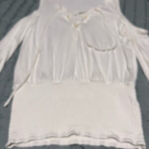 Women's White Cold-Shoulder Top with Pocket